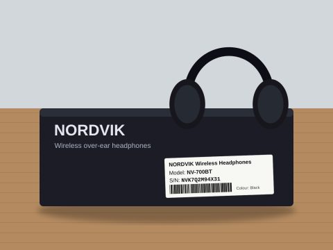Black wireless over ear headphones